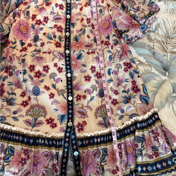 Farm Rio Superbloom Belted Puff Sleeve with a fabric & beaded belt size medium - Picture 14 of 14